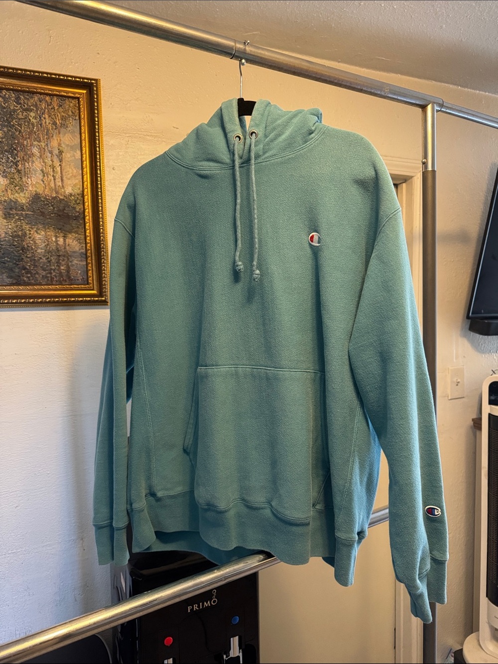 Champion Teal Pullover Hoodie with Small Logo